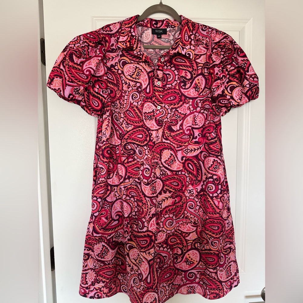 MSK Pink and Red Paisley Dress